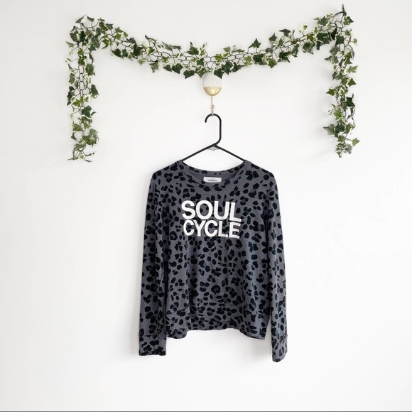 soulcycle Sweaters - SOULCYCLE Cheetah Print Gray Pullover Sweatshirt